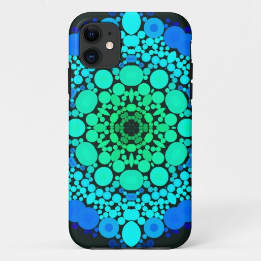 点曼荼羅花青と緑 Case-Mate iPhoneケース (裏面)