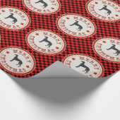 点検のグレイハウンド犬のメリークリスマスの紋章 ラッピングペーパー (角)