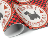 点検のスコットランドテリアのメリークリスマスの紋章 ラッピングペーパー (ロールコーナー)