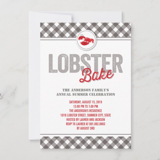 点検のロブスターは年次夏のパーティーの招待を焼きます 招待状 (正面)