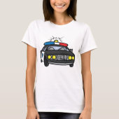 点滅するサイレンライトの警察車両 Tシャツ (正面)