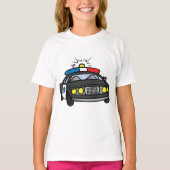 点滅するサイレンライトの警察車両 Tシャツ (正面)