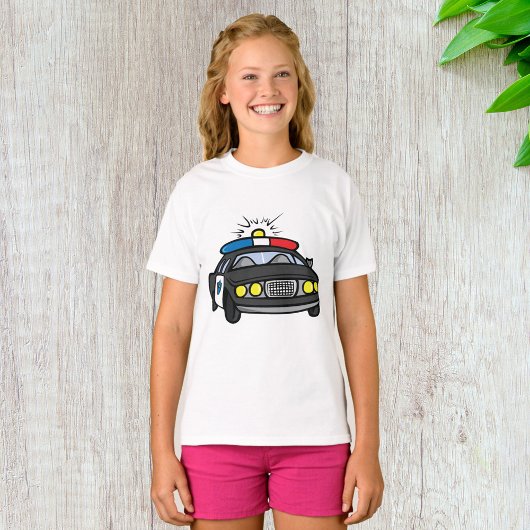 点滅するサイレンライトの警察車両 Tシャツ