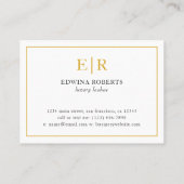 点滅アフターケアエレガント金ゴールドとホワイトモノグラム 名刺 (裏面)