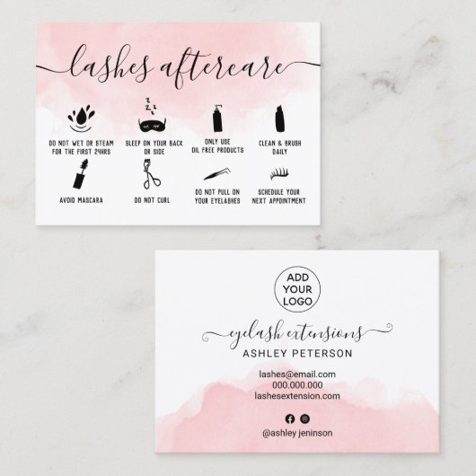 点滅後ケアイラストピンクの水色 名刺 (正面/裏面)