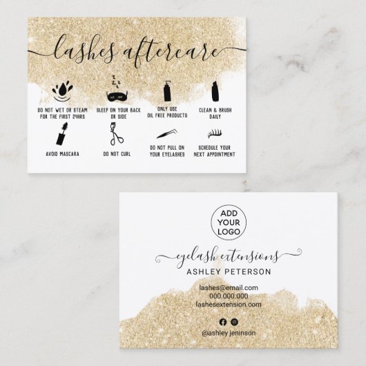 点滅後介護イラスト金ゴールドグリッター 名刺 (正面/裏面)