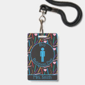 点滅色鉛筆ボーイバスルームのパスバッジ バッジ (正面（ネックストラップ付）)