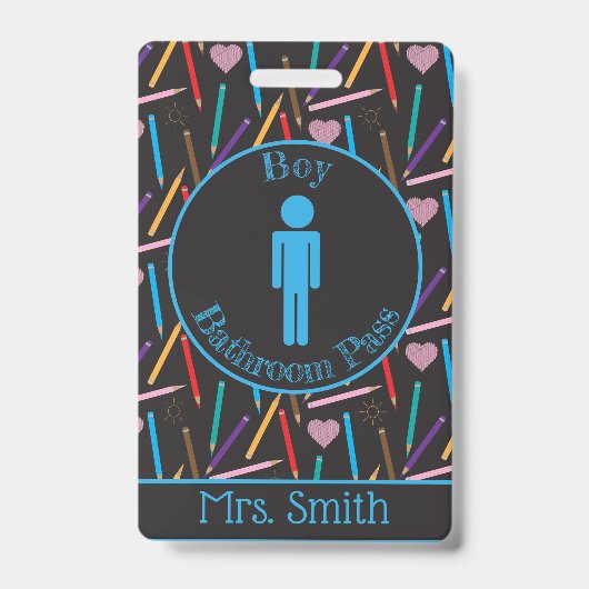 点滅色鉛筆ボーイバスルームのパスバッジ バッジ (正面)