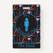 点滅色鉛筆ボーイバスルームのパスバッジ バッジ (正面)