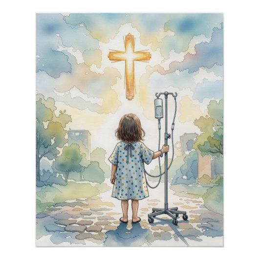 点滴棒を持つ少女 ポスター (正面)