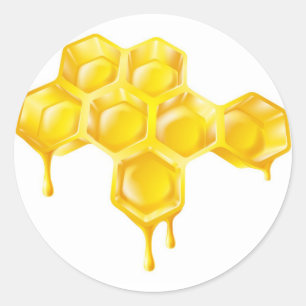 点滴注入の蜂蜜が付いている蜜蜂の巣 ラウンドシール
