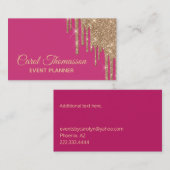 点滴注入の金ゴールドの名刺とのシックなピンク 名刺 (正面/裏面)