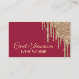 点滴注入の金ゴールドの名刺とのシックな赤 名刺