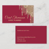 点滴注入の金ゴールドの名刺とのシックな赤 名刺 (正面/裏面)