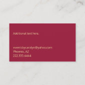 点滴注入の金ゴールドの名刺とのシックな赤 名刺 (裏面)