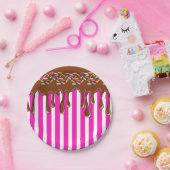 点滴注入チョコレートはとの紙皿のピンクを振りかけます ペーパープレート (パーティー)