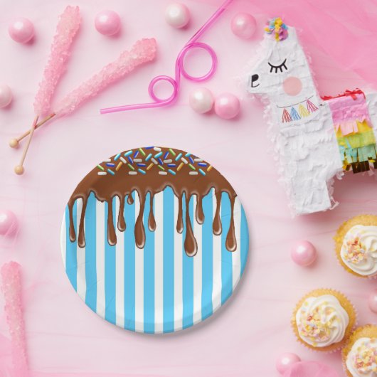 点滴注入チョコレートはとの紙皿を振りかけます ペーパープレート (パーティー)