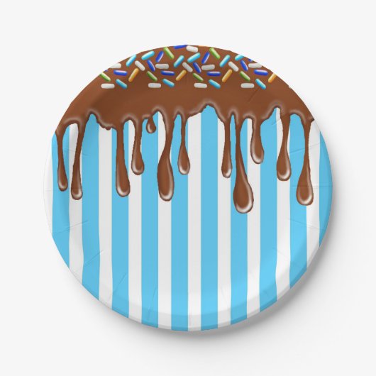 点滴注入チョコレートはとの紙皿を振りかけます ペーパープレート (正面)