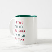 点灯する |クリスマスおもしろい。 ツートーンマグカップ (正面左)