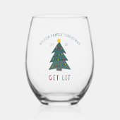 点灯する |クリスマスパーソナライズされた。 ステムなしワイングラス (正面)