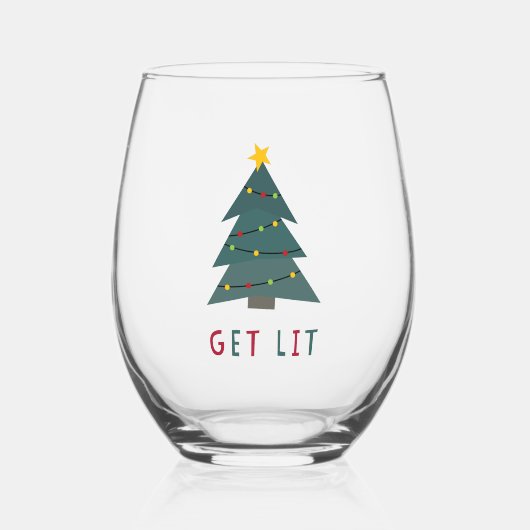 点灯する |クリスマス ステムなしワイングラス (正面)