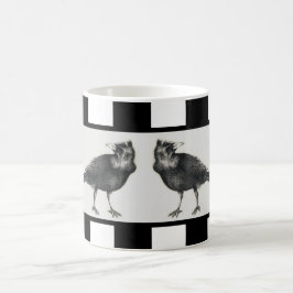 烏と黒の二羽のストライプ コーヒーマグカップ