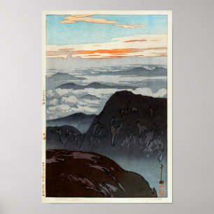 烏帽子岳の旭, Mount Eboshi, Hiroshi Yoshida, Woodcut ポスター