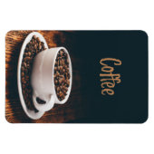 焙煎コーヒー豆の入ったホワイトカップ マグネット (横)