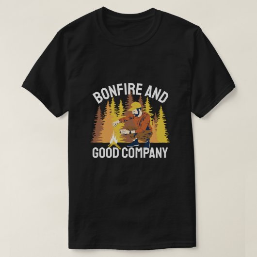 焚き火と仲間たち Tシャツ (デザイン正面)