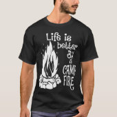 焚き火のそばは最高だ少年 Tシャツ (正面)