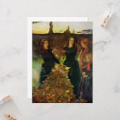 焚き火のために落ち葉を集める少女たち カード (正面/裏面インサイチュ)