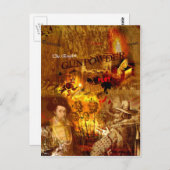 焚き火の夜の歴史的はがき ポストカード (正面/裏面)