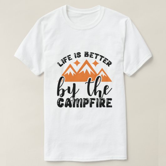 焚き火の方が人生はもっと楽しい Tシャツ (デザイン正面)