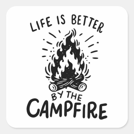 焚き火の方が命が好い スクエアシール (正面)