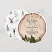 焚き火の木のカップルシャワーストリングライト 招待状 (正面/裏面)