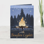 焚き火の灯りと冬の夜 シーズンカード (正面)