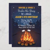 焚き火の誕生日の招待キャンプパーティー招待状 招待状 (正面/裏面)