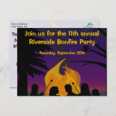 焚き火アウトドアパーティーはがき招待状 インビテーションポストカード (正面/裏面)