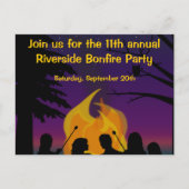 焚き火アウトドアパーティーはがき招待状 インビテーションポストカード (正面)