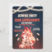 焚き火バースデーパーティー　ラスティックファイアとマシュマロ 招待状 (正面)