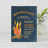 焚き火パーティーナイトウォーターカラーおもしろい誕生日 招待状 (スタンド正面)