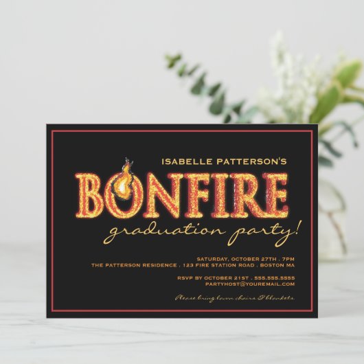 焚き火フレイムズ卒業パーティー招待状 招待状 (スタンド正面)