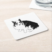 焚き火リムコルギ スクエアペーパーコースター (アングル)