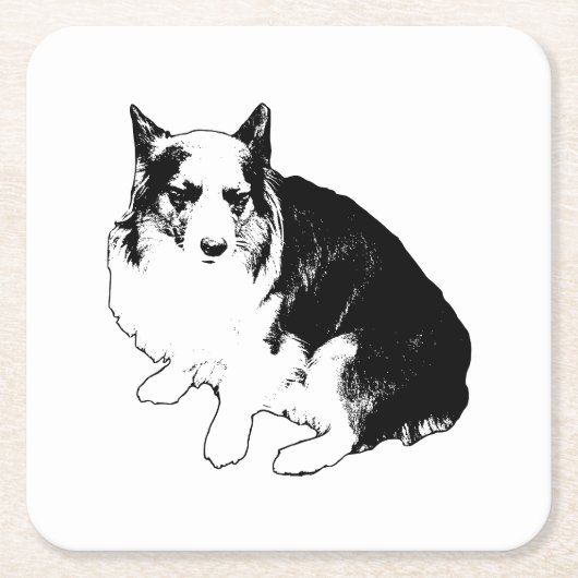 焚き火リムコルギ スクエアペーパーコースター (正面)