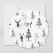 焚き火松の木の森のカップルシャワー 招待状 (裏面)