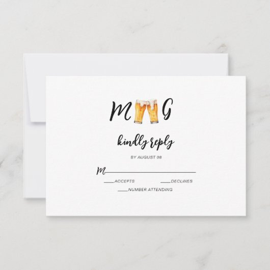 無おもしろいファンシー愛のビールカジュアル結婚の 出欠カード (正面)