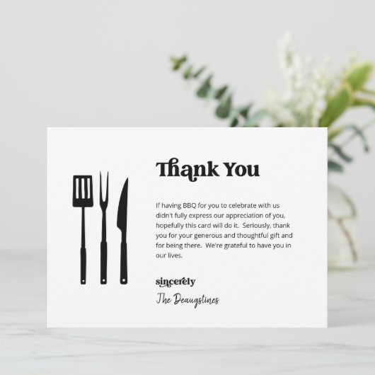 無おもしろい料BBQ結婚サンキューカード サンキューカード (スタンド正面)