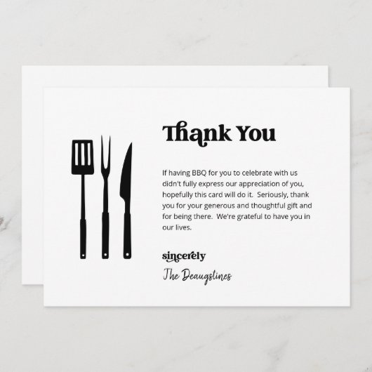 無おもしろい料BBQ結婚サンキューカード サンキューカード (正面/裏面)