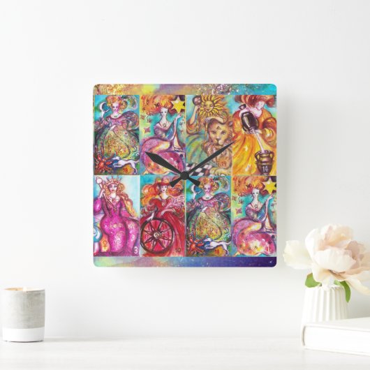 無くなった影/STARの月、日曜日の皇后のTAROTS スクエア壁時計 (ホーム)