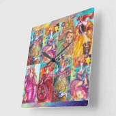 無くなった影/STARの月、日曜日の皇后のTAROTS スクエア壁時計 (傾斜)